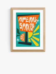 EAST END PRINTS Natalie Cass 'Aperol Spritz Blue' Framed Print, 43.4 x 33.4cm, Oak Frame