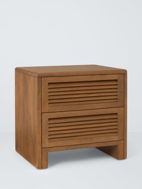 John Lewis Louvered 2 Drawer Bedside Table, FSC-Certified (Mango Wood), King Size, Stained Mango Wood - image 1
