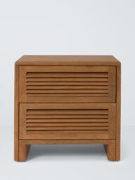 John Lewis Louvered 2 Drawer Bedside Table, FSC-Certified (Mango Wood), King Size, Stained Mango Wood - thumbnail 3