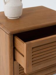 John Lewis Louvered 2 Drawer Bedside Table, FSC-Certified (Mango Wood), King Size, Stained Mango Wood - thumbnail 4