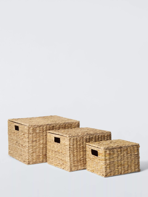 John Lewis Bulrush Nesting Lidded Storage Basket, Set of 3 - image 1