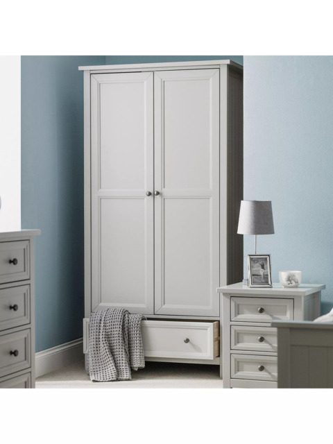 Julian Bowen Maine Double Wardrobe with 1 Drawer, Grey - image 1
