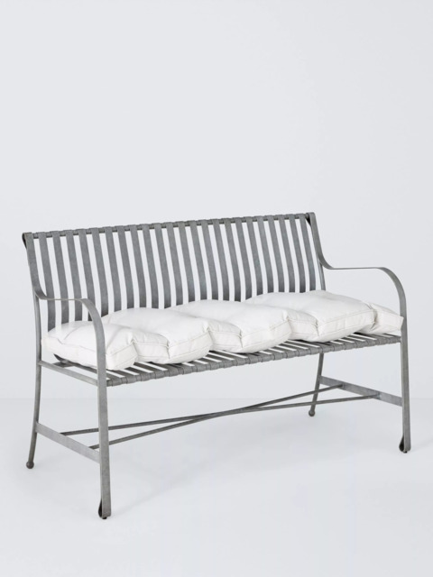 John Lewis Ribbon 2-Seater Metal Garden Bench, Grey