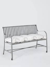 John Lewis Ribbon 2-Seater Metal Garden Bench, Grey - thumbnail 1