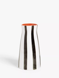 John Lewis Hand Painted Striped Stoneware Vase, H21cm, Black/White