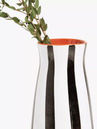 John Lewis Hand Painted Striped Stoneware Vase, H21cm, Black/White - thumbnail 3