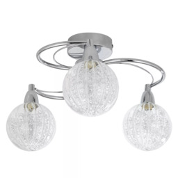 John Lewis Robertson Semi Flush 3 Arm Ceiling Light, Chrome - thumbnail 3