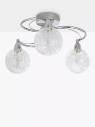 John Lewis Robertson Semi Flush 3 Arm Ceiling Light, Chrome - thumbnail 4