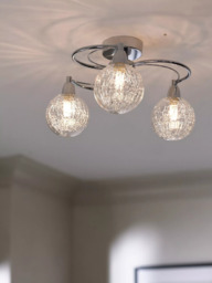 John Lewis Robertson Semi Flush 3 Arm Ceiling Light, Chrome - thumbnail 2