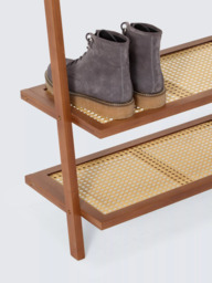John Lewis Poly Rattan and Bamboo Leaning Clothes Rail, Cherry Wood - thumbnail 5