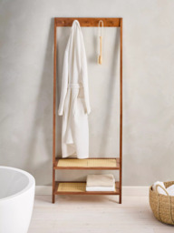 John Lewis Poly Rattan and Bamboo Leaning Clothes Rail, Cherry Wood - thumbnail 2