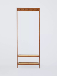 John Lewis Poly Rattan and Bamboo Leaning Clothes Rail, Cherry Wood - thumbnail 3