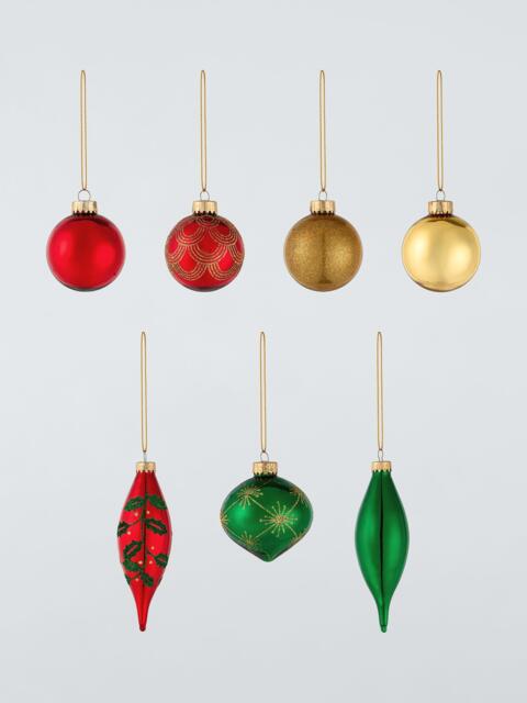 John Lewis Assorted Glass Baubles, Box of 20, Red/Green/Gold - image 1