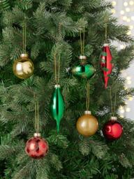 John Lewis Assorted Glass Baubles, Box of 20, Red/Green/Gold - thumbnail 2
