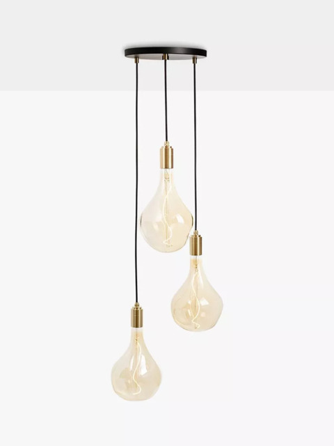 Tala Brass Triple Pendant Ceiling Light with Voronoi II 3W ES LED Dimmable Tinted Bulbs - image 1