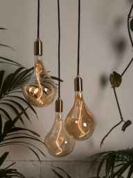 Tala Brass Triple Pendant Ceiling Light with Voronoi II 3W ES LED Dimmable Tinted Bulbs - thumbnail 6