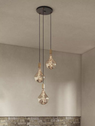 Tala Brass Triple Pendant Ceiling Light with Voronoi II 3W ES LED Dimmable Tinted Bulbs - thumbnail 5