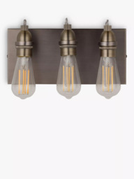 John Lewis Bistro 3 Arm Wall Light, Antique Brass - thumbnail 4