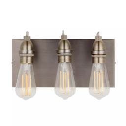 John Lewis Bistro 3 Arm Wall Light, Antique Brass - thumbnail 5