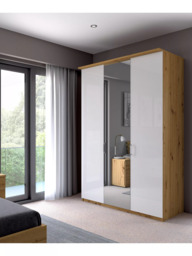 John Lewis Elstra 150cm Wardrobe with Glass and Mirrored Hinged Doors - thumbnail 3