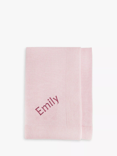 Babyblooms Personalised Knitted Baby Blanket, Pink - image 1
