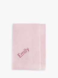 Babyblooms Personalised Knitted Baby Blanket, Pink - thumbnail 1