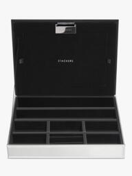 Stackers Glass Collection Mirrored Photo Jewellery Box Lid - thumbnail 1