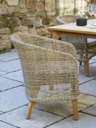 KETTLER Durban 6-Seater Teak Wood Garden Dining Table & Woven Rattan Chairs Set, Grey - thumbnail 4