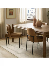 west elm Jack Leather & Metal Dining Chair, Sesame - thumbnail 2