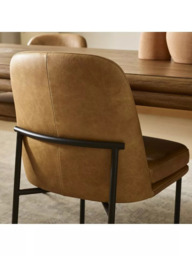 west elm Jack Leather & Metal Dining Chair, Sesame - thumbnail 3