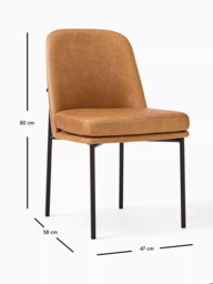 west elm Jack Leather & Metal Dining Chair, Sesame - thumbnail 4