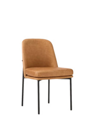west elm Jack Leather & Metal Dining Chair, Sesame - thumbnail 1