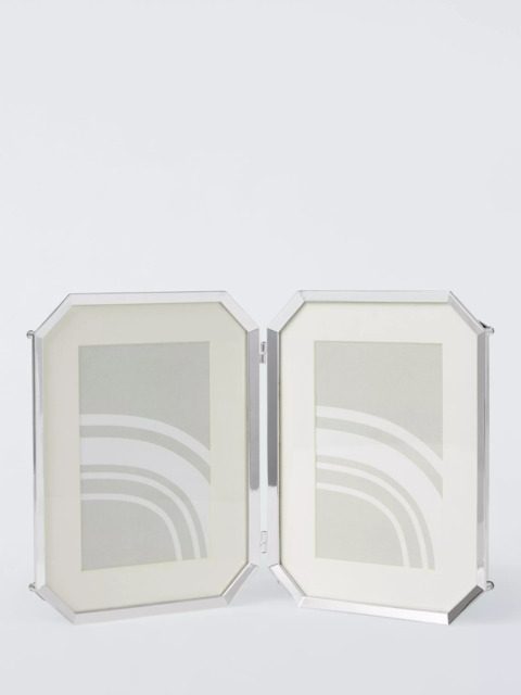 "John Lewis Malborough Double Photo Frame & Mount, 4 x 6"" (10 x 15cm), Silver" - image 1
