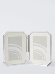 "John Lewis Malborough Double Photo Frame & Mount, 4 x 6"" (10 x 15cm), Silver" - thumbnail 1