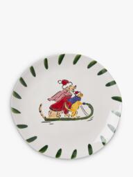 Wednesday Tea Collective Christmas Dog Stoneware Plate, 26cm