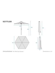 KETTLER Aluminium Wind-Up Round Parasol, 3m - thumbnail 4