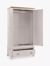 Julian Bowen Richmond Double Wardrobe with 1 Drawer, Grey - thumbnail 2