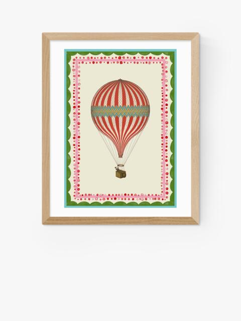 EAST END PRINTS Carrie Neely 'Carnival Hot Air Balloon' Framed Print, 53.4 x 43.4cm, Natural - image 1