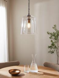John Lewis Chime Dual Glass Pendant Ceiling Light, Clear - thumbnail 2