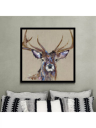 John Lewis Louise Luton 'Majesty' Stag Framed Print, 84.5 x 84.5cm, Brown/Multi - thumbnail 2