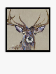 John Lewis Louise Luton 'Majesty' Stag Framed Print, 84.5 x 84.5cm, Brown/Multi - thumbnail 1