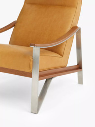 John Lewis Tilt High Back Leather Armchair, Dark/Metallic Leg, Saddle Brown Leather - thumbnail 5