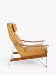 John Lewis Tilt High Back Leather Armchair, Dark/Metallic Leg, Saddle Brown Leather - thumbnail 6