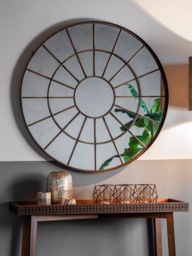 Gallery Direct Battersea Large Round Metal Frame Mirror, 105cm, Bronze - thumbnail 2