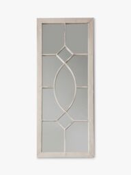 Rectangular Decorative Metal Frame Indoor/Outdoor Wall Mirror, 105 x 43cm, White - thumbnail 1