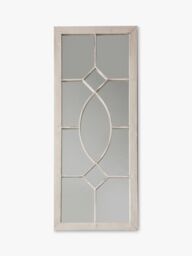 Rectangular Decorative Metal Frame Indoor/Outdoor Wall Mirror, 105 x 43cm, White