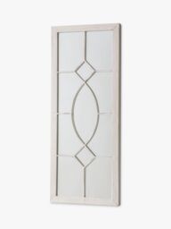 Rectangular Decorative Metal Frame Indoor/Outdoor Wall Mirror, 105 x 43cm, White - thumbnail 2