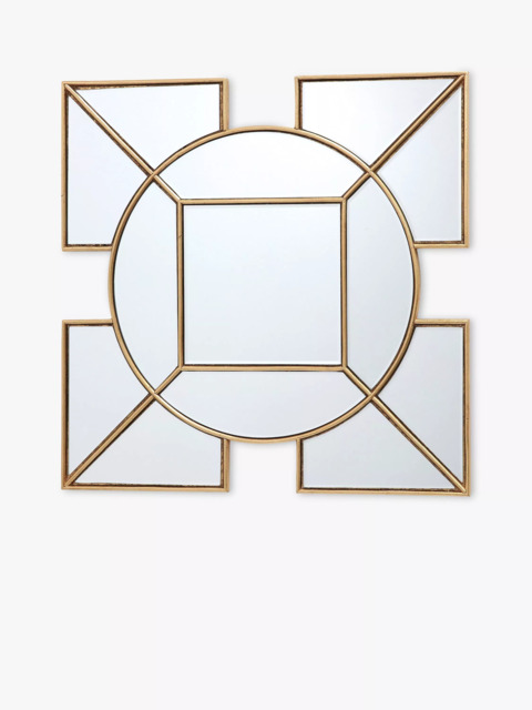 Där Lyshia Decorative Geometric Glass Wall Mirror, 60 x 60cm, Gold - image 1