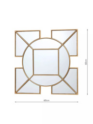 Där Lyshia Decorative Geometric Glass Wall Mirror, 60 x 60cm, Gold - thumbnail 5