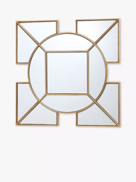 Där Lyshia Decorative Geometric Glass Wall Mirror, 60 x 60cm, Gold - thumbnail 1